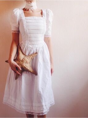 Vintage 70s Gunne Sax Peach Prairie Midi Dress | XXS XS As-Is